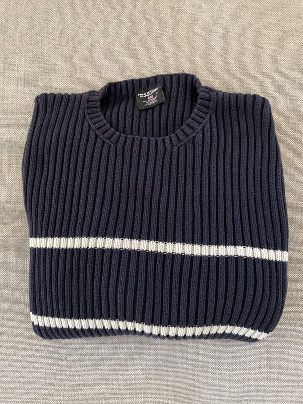 Vintage Polo Jeans Co. Stripe Knit Sweater Made Australia XL